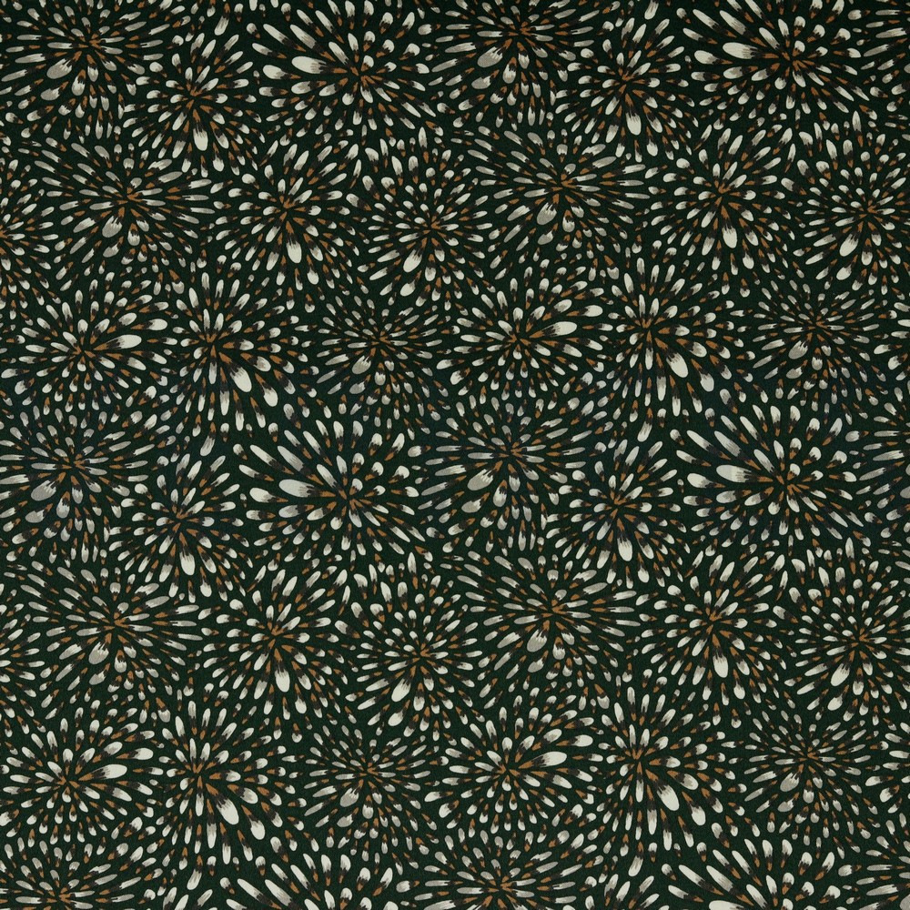 BAUMWOLLE SATIN STRETCH BLÄTTER ARMEEGRÜN