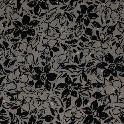 VISCOSE LUREX BLOEMEN TAUPE (hover)