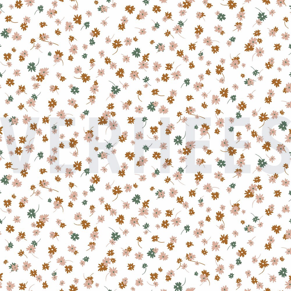 MODAL COTTON JERSEY SMALL DAISY WHITE