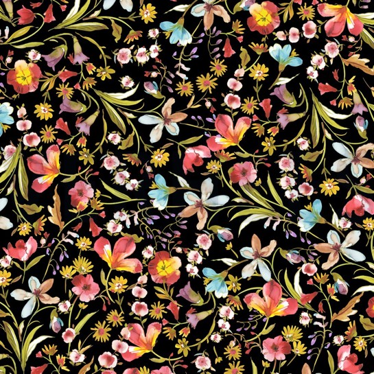 VISCOSE JERSEY DIGITAAL BLOEMEN ZWART #7