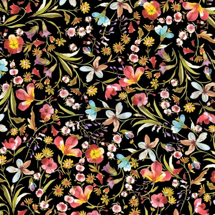 VISCOSE JERSEY DIGITAAL BLOEMEN ZWART (hover)