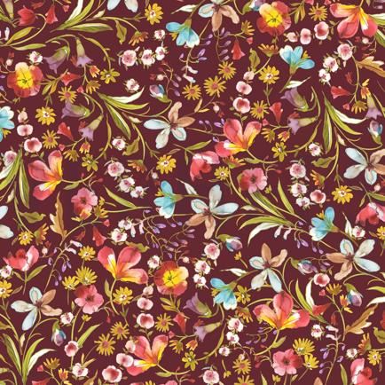 VISCOSE JERSEY DIGITAAL BLOEMEN WIJNROOD (hover)