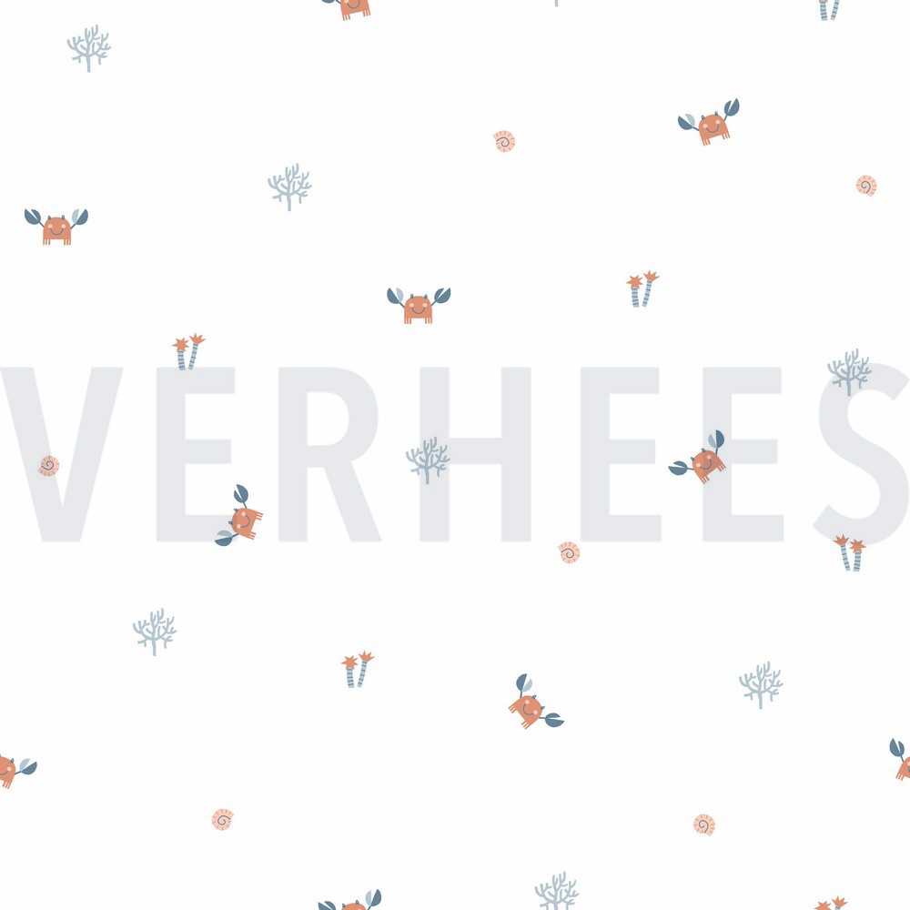 POPELINE DE COTON GOTS VIE MARINE BLANC