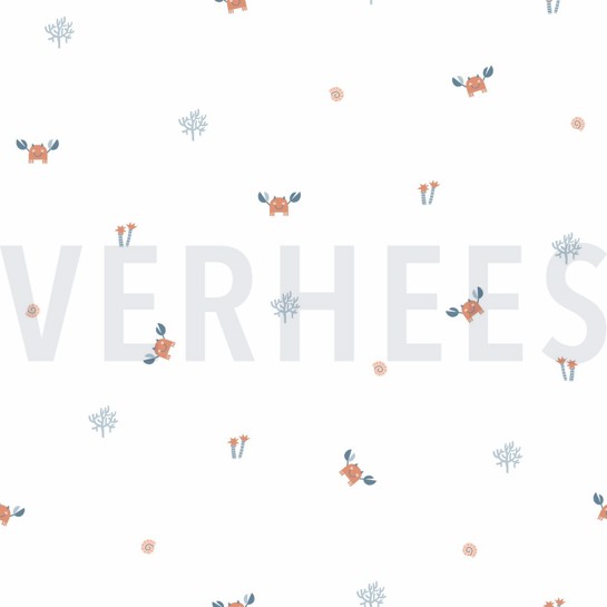 BAUMWOLLE POPELINE GOTS MEERESLEBEN WEISS #7