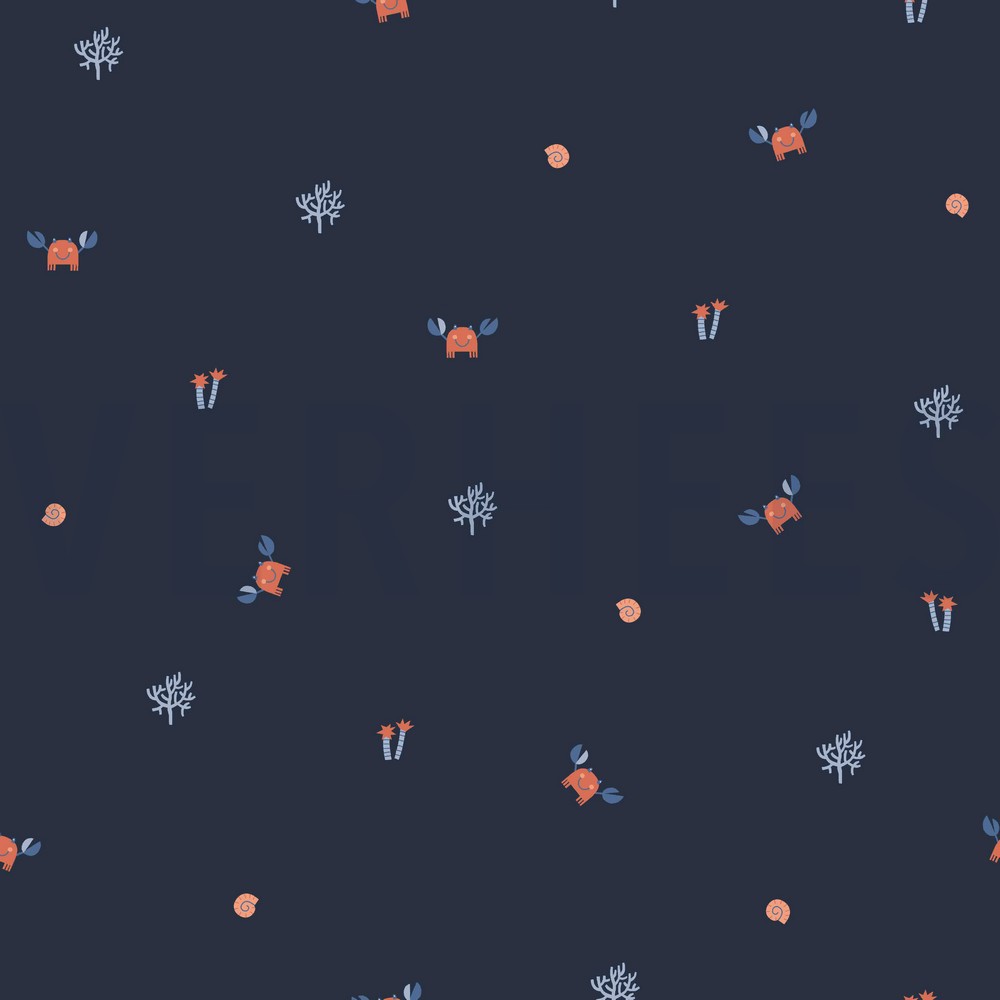 POPELINE DE COTON GOTS VIE MARINE BLEU MARINE