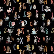 BAUMWOLLE POPELINE DIGITAL ALPHABET SCHWARZ (thumbnail)