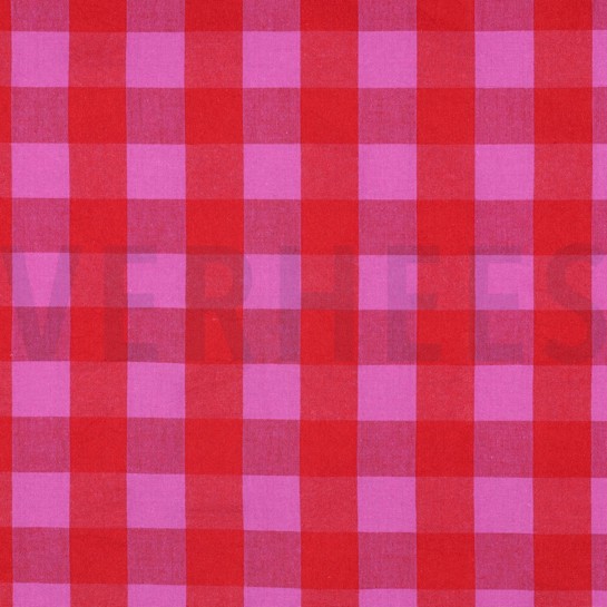 KATOEN GARENGEVERFD RUITEN ROOD #7