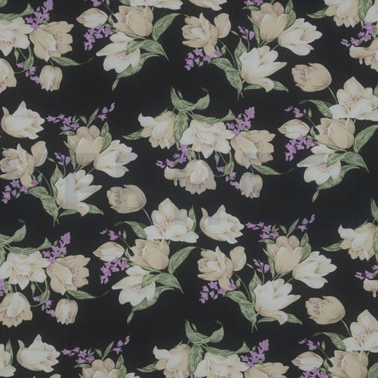 CHIFFON FLOWERS BLACK/LAVENDER #7