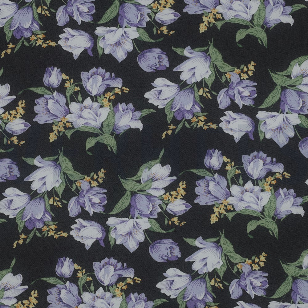 CHIFFON FLEURS NOIR / LILAS