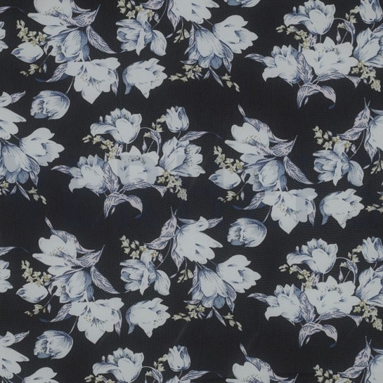 CHIFFON FLOWERS BLACK/LIGHT BLUE #7