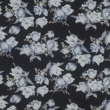 CHIFFON FLEURS NOIR/BLEU CLAIR (hover)