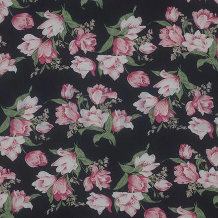 CHIFFON FLEURS BLEU MARINE/ROSE (hover)