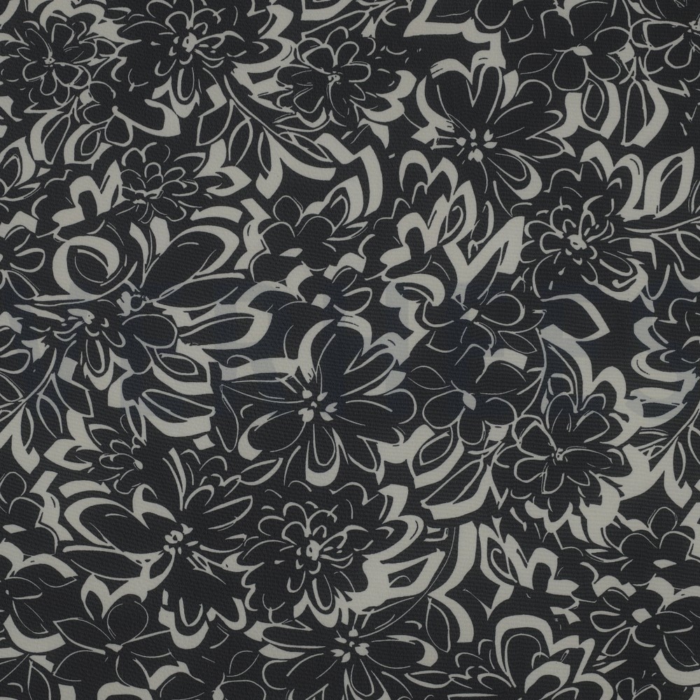CHIFFON BLUMEN SCHWARZ