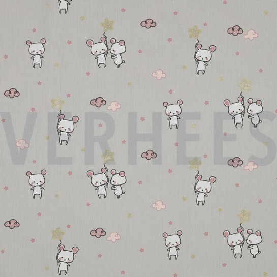 B-POPLIN GLITTER SWEET MOUSE LIGHT GREY #7