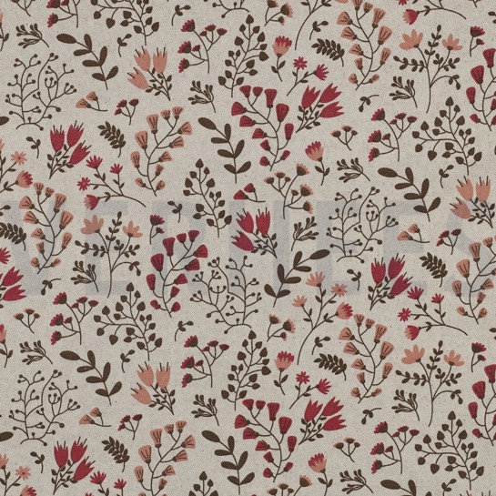 COATED CANVAS LINEN LOOK FLOWERS MAUVE #7