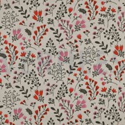 COATED CANVAS LINEN LOOK FLOWERS PINK (thumbnail)