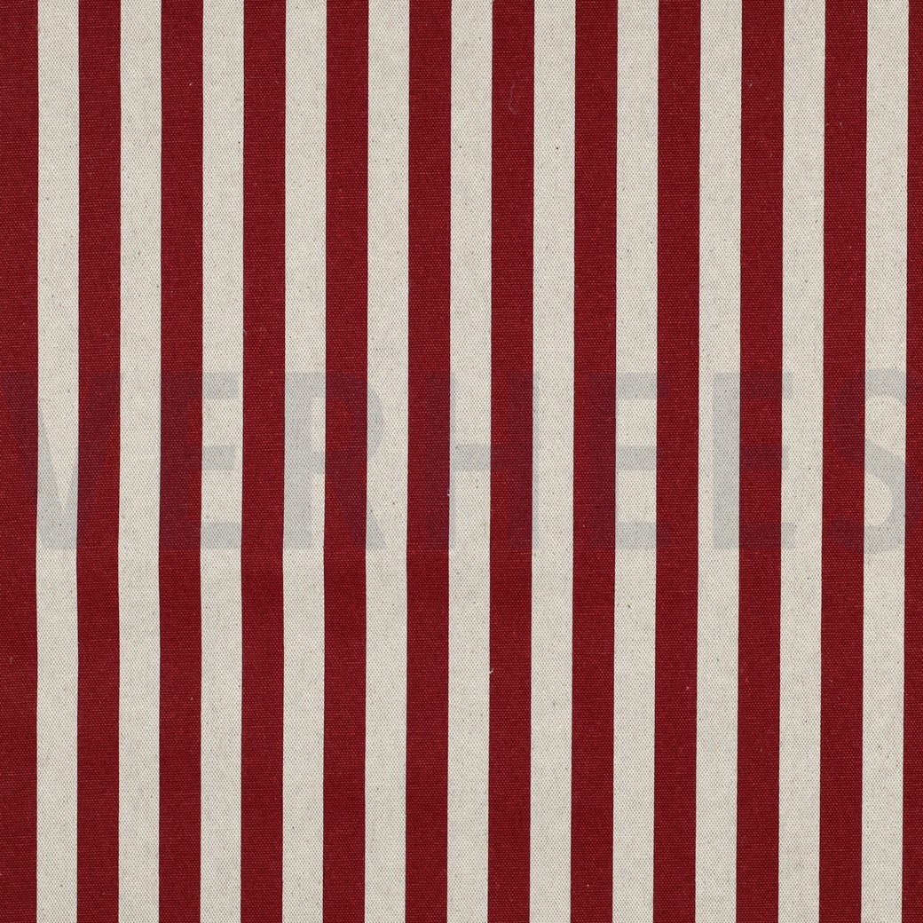 TOILE DÉCORATION ENDUIT LIN LOOK RAYURES ROUGE VIF