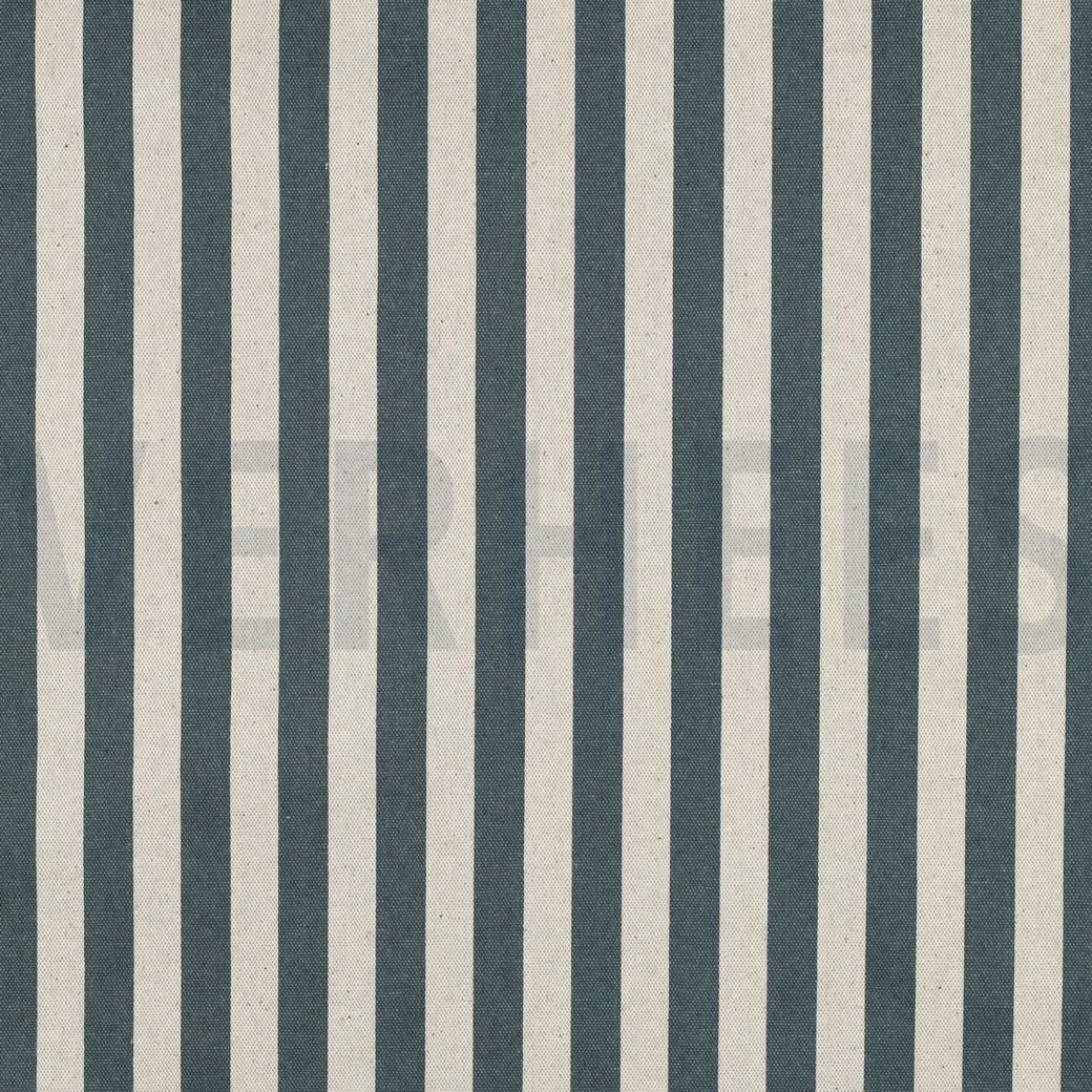 TOILE DÉCORATION ENDUIT LIN LOOK RAYURES BLEU