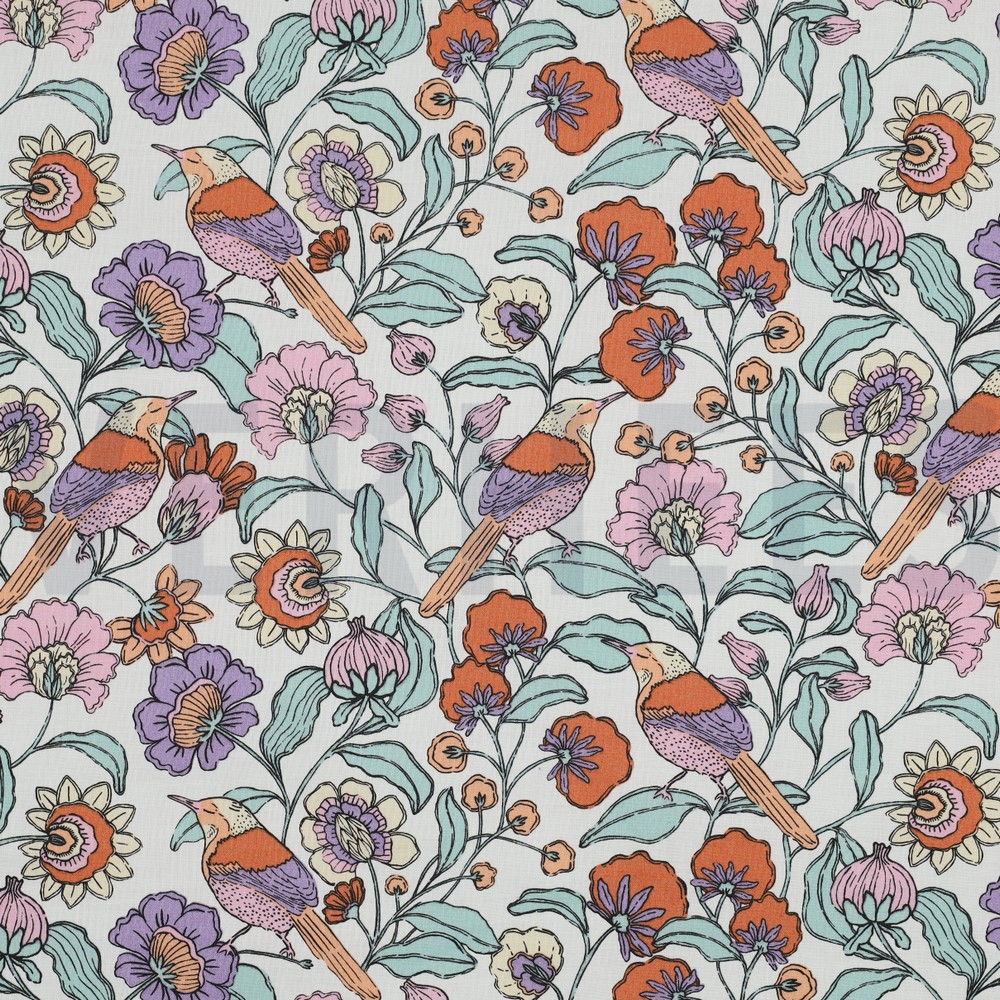 COATED KATOEN BLOEMEN WIT