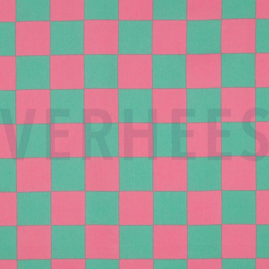 BESCHICHTETE BAUMWOLLE KAROS GRÜN/ROSA #7