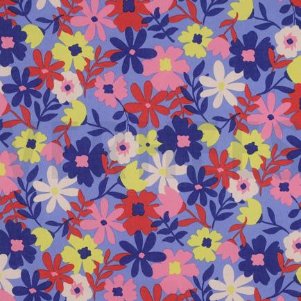 COTON ENDUIT FLEURS BLEU (hover)