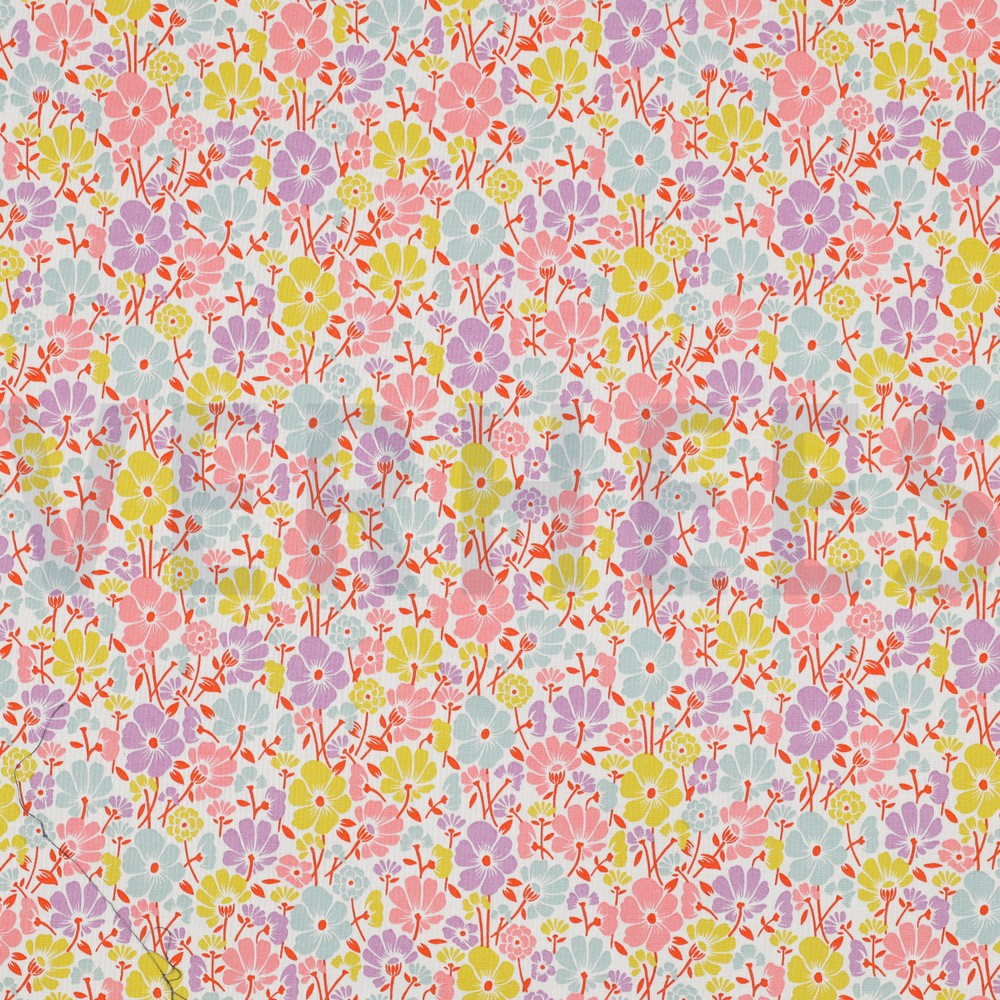 COTON ENDUIT FLEURS BLANC