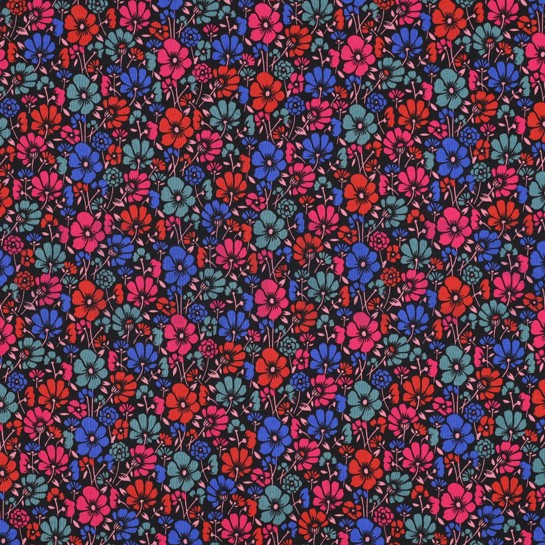 COATED KATOEN BLOEMEN ZWART #7