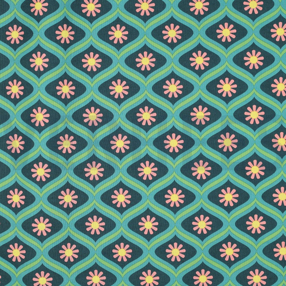 BESCHICHTETE BAUMWOLLE BLUMEN GRÜN