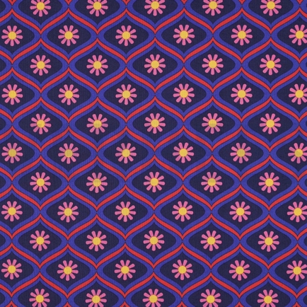 BESCHICHTETE BAUMWOLLE BLUMEN MARINEBLAU (hover)