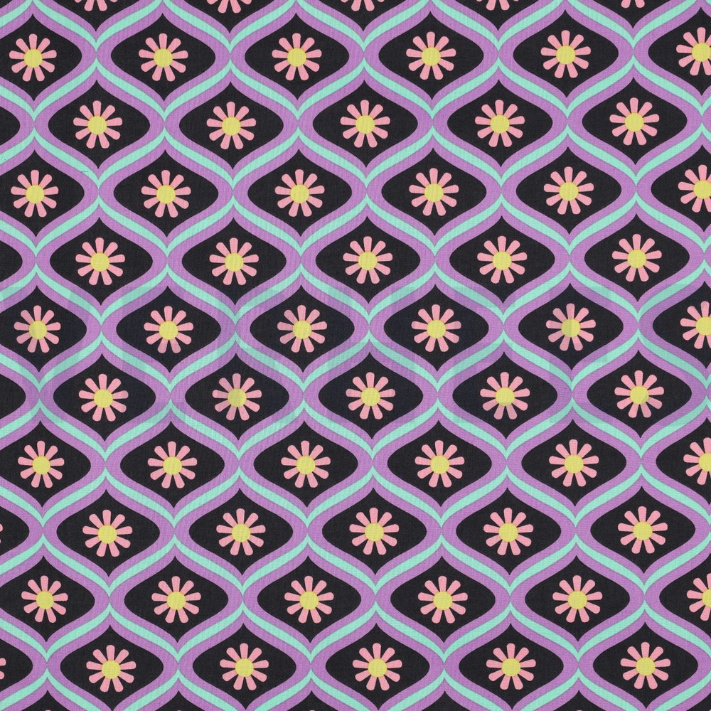 COTON ENDUIT FLEURS NOIR