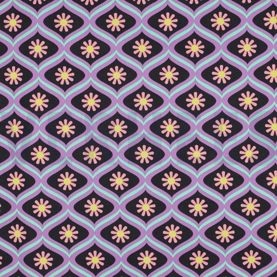 COTON ENDUIT FLEURS NOIR #7