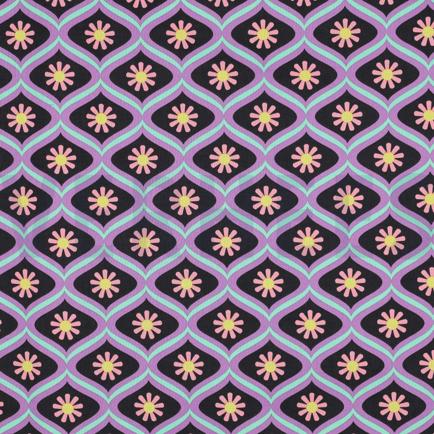 COATED KATOEN BLOEMEN ZWART (hover)