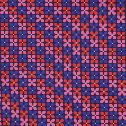 BESCHICHTETE BAUMWOLLE BLUMEN MARINEBLAU (hover)