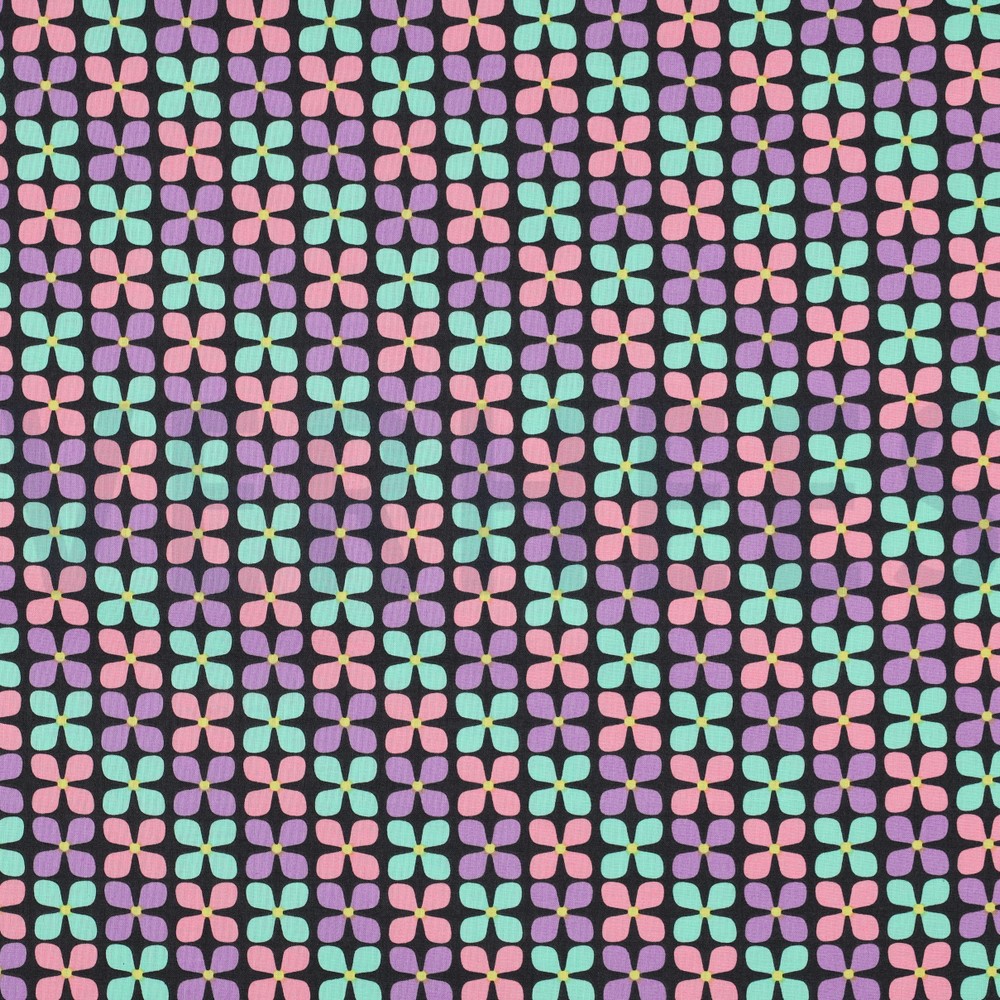 COATED KATOEN BLOEMEN ZWART