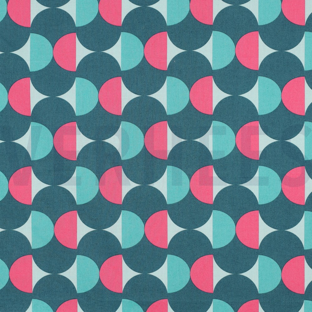 COATED COTTON GRAPHIC PETROL