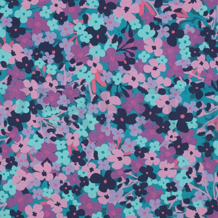 COATED KATOEN BLOEMEN PETROL (hover)