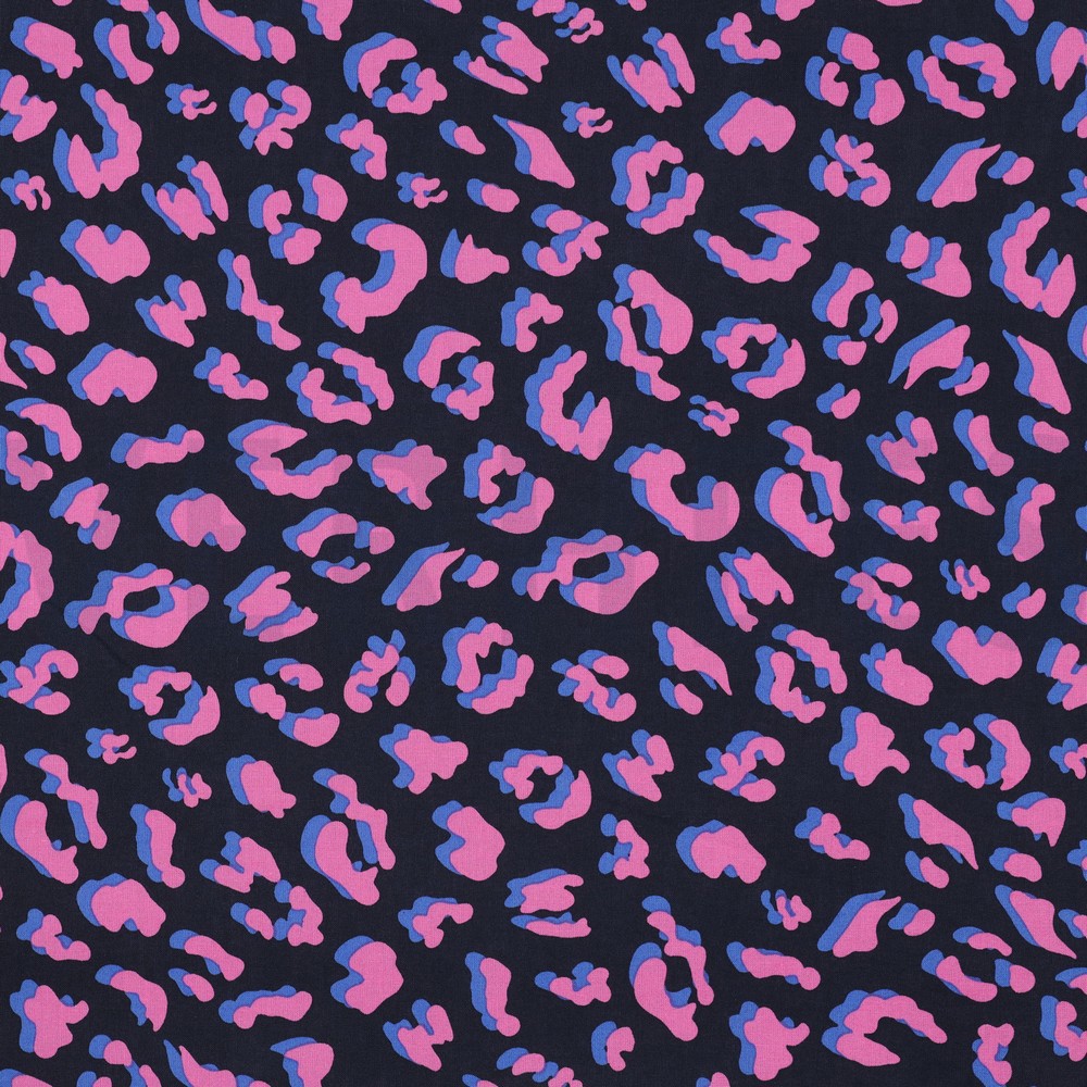 COATED COTTON ANIMAL SKIN NAVY