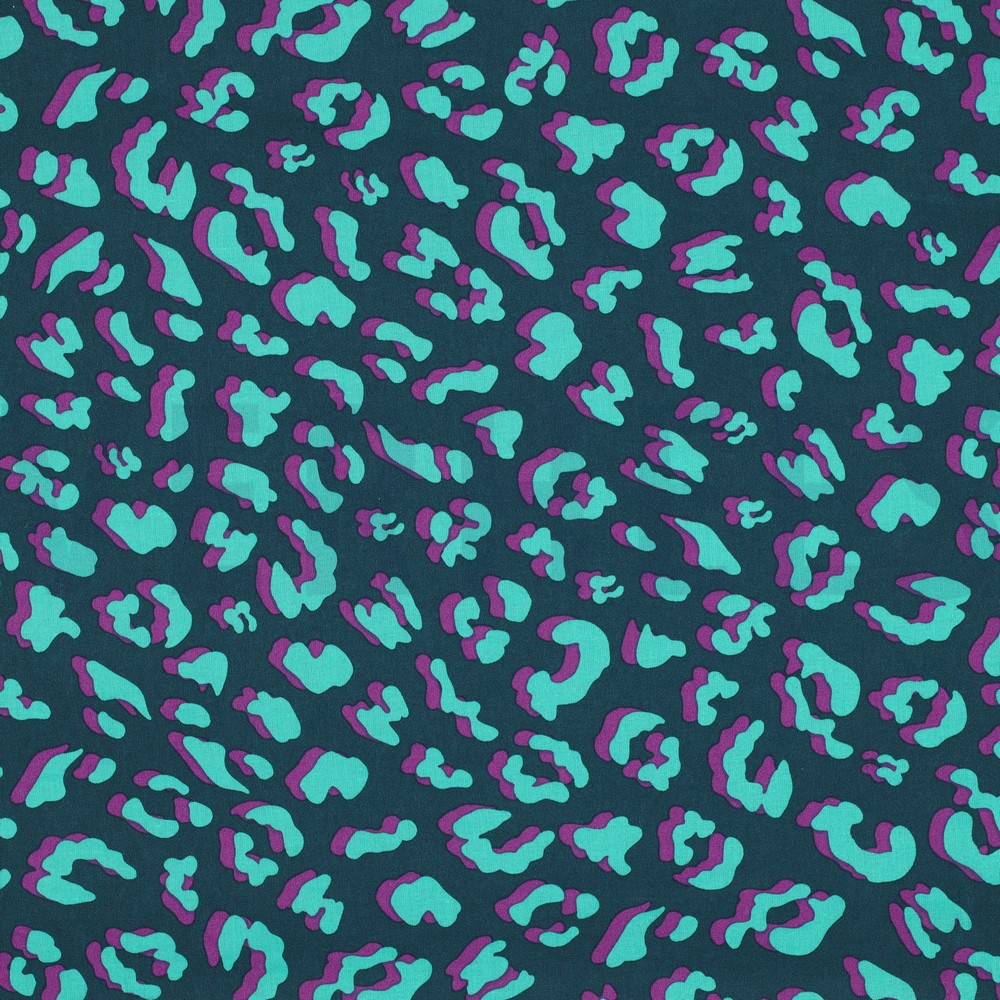 COATED COTTON ANIMAL SKIN PETROL