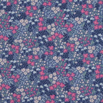 COATED KATOEN BLOEMEN JEANSBLAUW (hover)