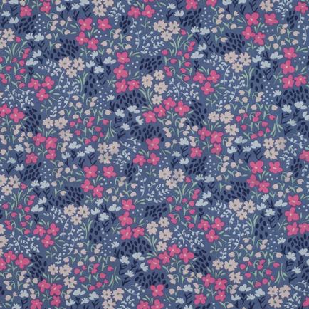 COTON ENDUIT FLEURS JEAN BLEU (hover)