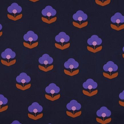 COATED COTTON RETRO FLOWERS NAVY (hover)