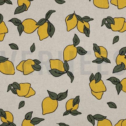 COATED CANVAS LINEN LOOK LEMONS NATURAL (hover)