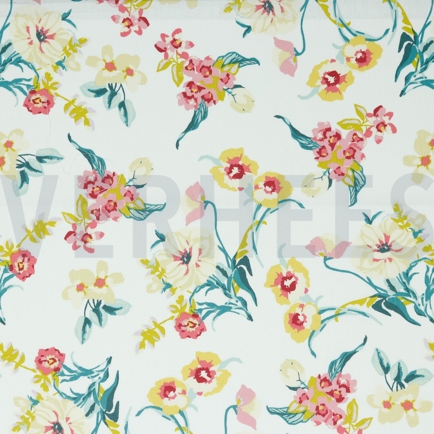 COTON ENDUIT FLEURS BLANC (hover)