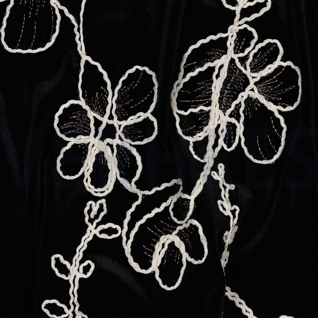 BREISEL FLUWEEL EMBROIDERY BLOEMEN ZWART #7