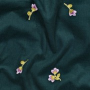 FEINCORD STICKEREI BLUMEN DUNKELGRÜN (thumbnail) #2