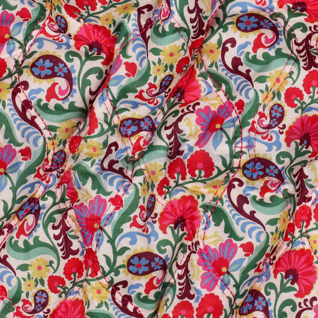 COTTON VOILE STEPPED DIGITAL FLOWERS OFF WHITE #7