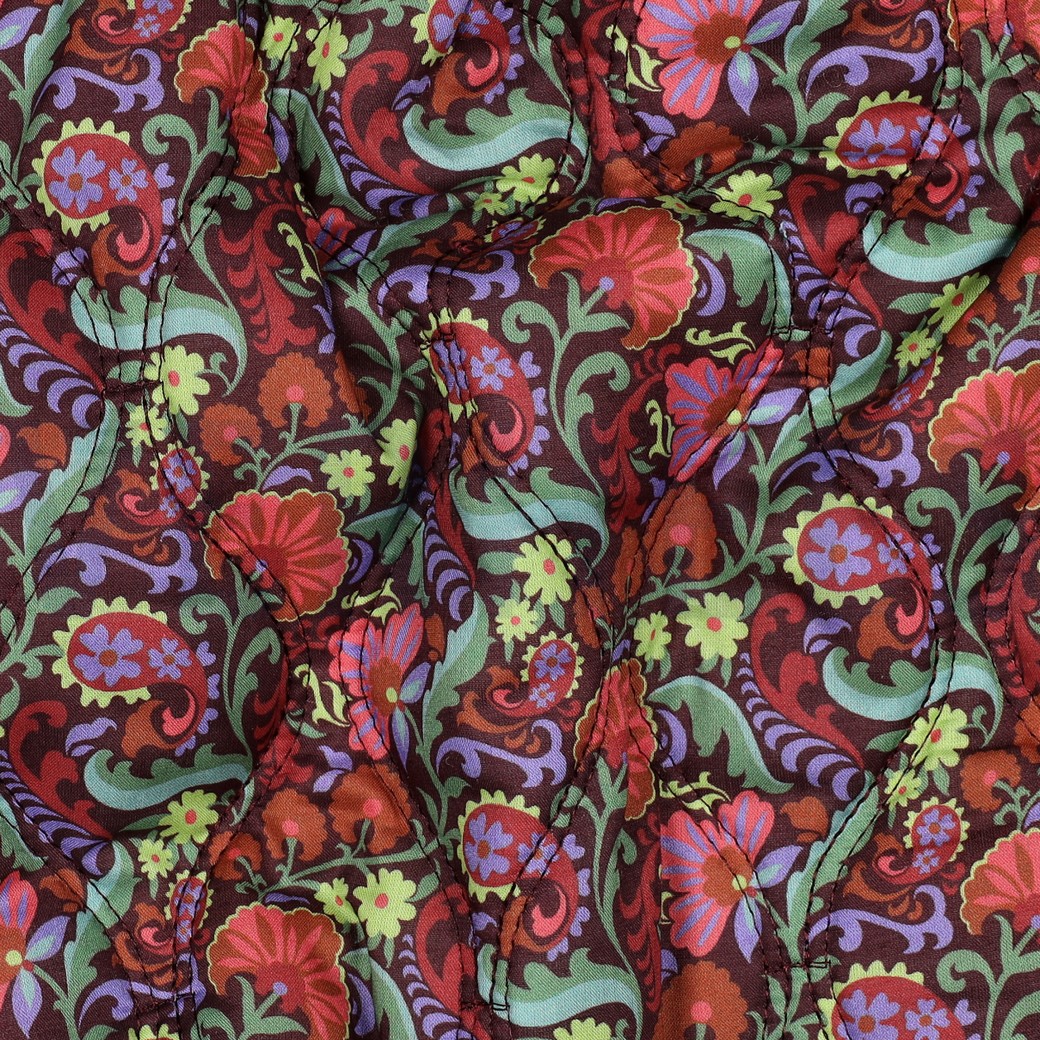 BAUMWOLLE VOILE GESTEPPT DIGITAL BLUMEN BRAUN #7