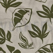 TOILE DÉCORATION LIN LOOK FEUILLES VERT ARMÉE (thumbnail) #2