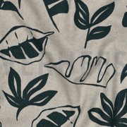 TOILE DÉCORATION LIN LOOK FEUILLES PÉTROLE FONCÉ (thumbnail) #2