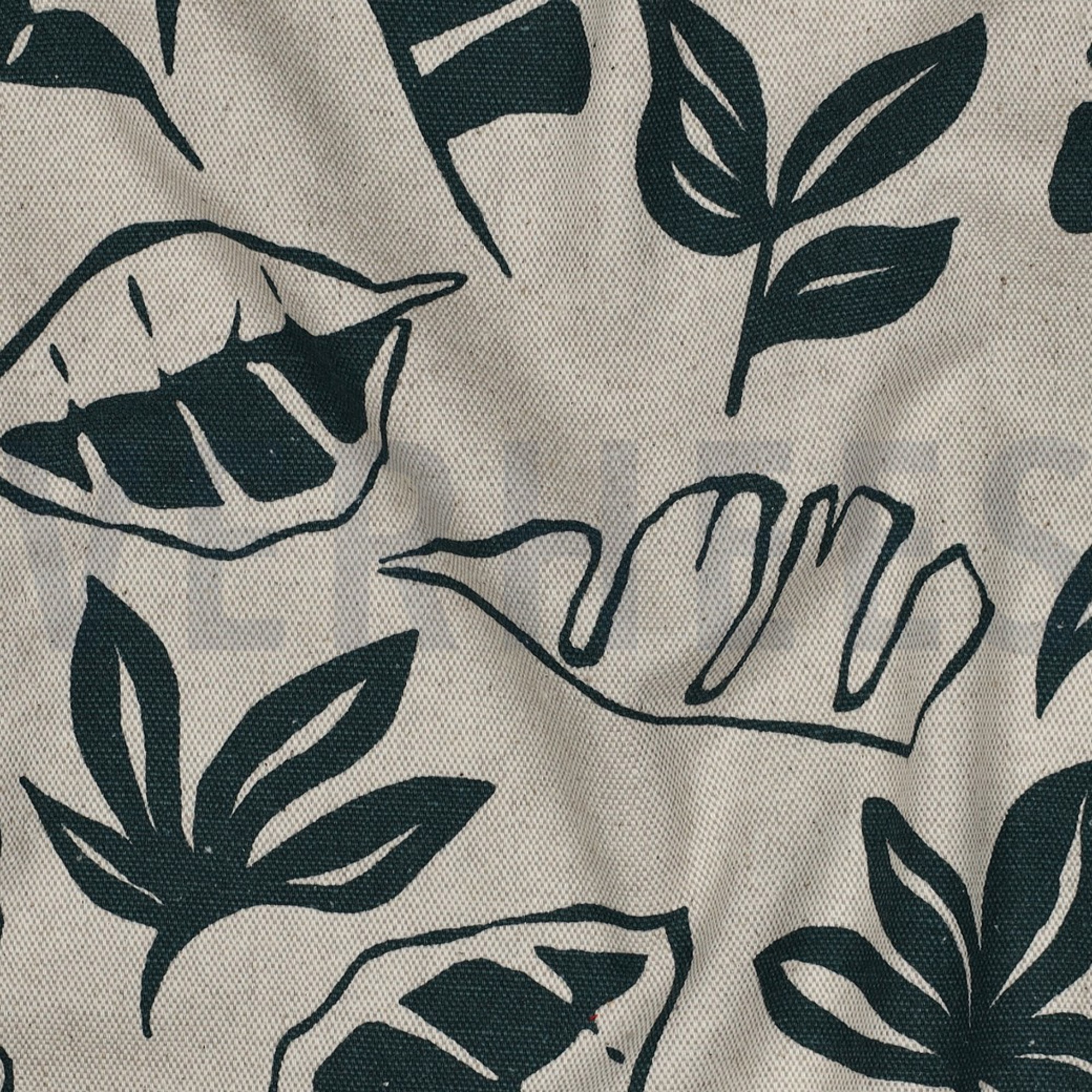TOILE DÉCORATION LIN LOOK FEUILLES PÉTROLE FONCÉ (high resolution) #2